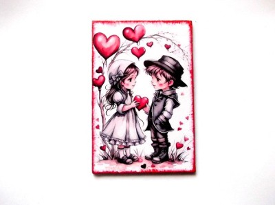 Magnet frigider cu copii si inimioare 45842 foto