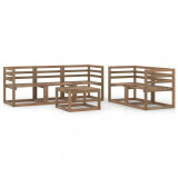 Emaga Set mobilier de grădină, 6 piese, maro, lemn de pin tratat