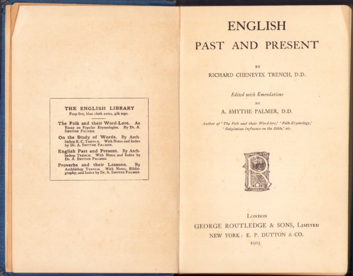 HST C1345 English past and present 1905 Chenevix Trench