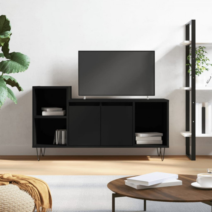 Comodă TV, negru, 100x35x55 cm, lemn prelucrat