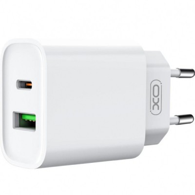 Incarcator Retea Cu Cablu Lightning XO Design CE02A, 20W, 3A, 1 x USB-A - 1 x USB-C, Alb foto