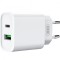 Incarcator Retea Cu Cablu Lightning XO Design CE02A, 20W, 3A, 1 x USB-A - 1 x USB-C, Alb