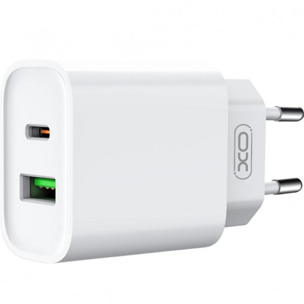 Incarcator Retea Cu Cablu Lightning XO Design CE02A, 20W, 3A, 1 x USB-A - 1 x USB-C, Alb