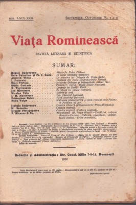C6803N Viața Rom&amp;icirc;nească, 9-10/1930, Iași foto
