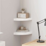 vidaXL Rafturi colțar de perete, 2 buc., alb, 25 x 25 x 3,8 cm, MDF 323896