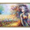 Tablou pictat manual inramat, Printesa florilor, 105x65cm ulei pe panza, Geo Ungureanu