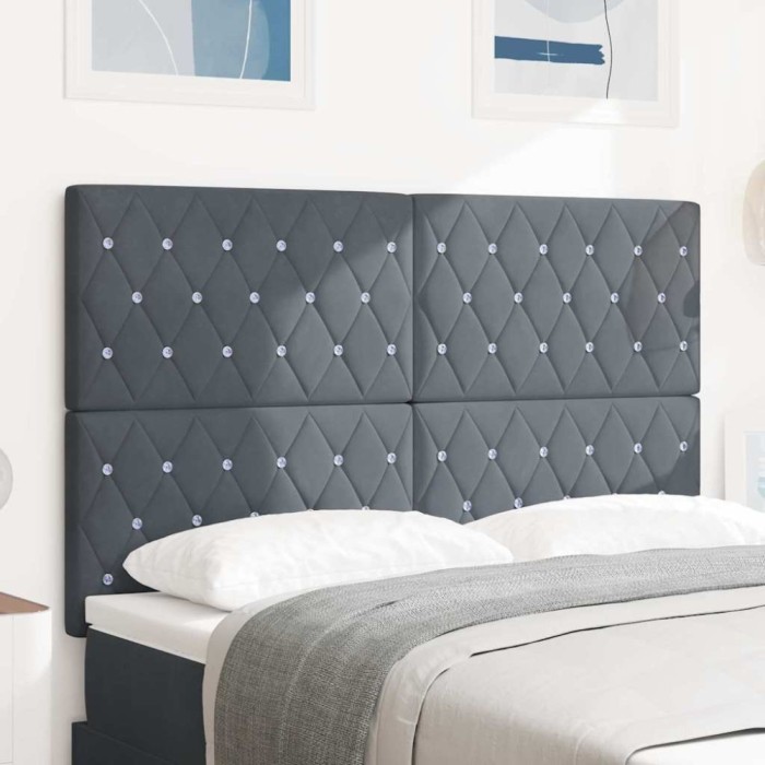 vidaXL Tăblie LED cu lumini cu bandă LED Gri &icirc;nchis 80 cm Catifea 3338367