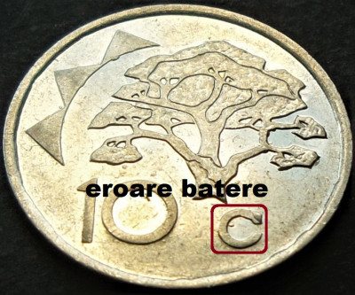 Moneda exotica 10 CENTI - NAMIBIA, anul 1993 *cod 373 = eroare surplus foto
