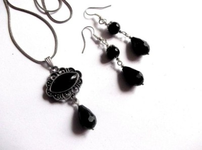 Set onix si cristale negre, set bijuterii 39022 foto