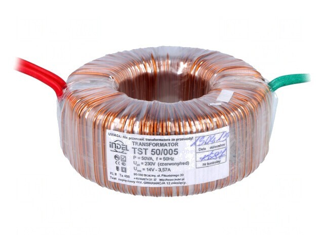 Transformator toroidal 50VA 230V 14V 3.57A cu cabluri