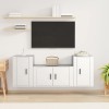 Set comodă TV, 3 piese, alb, lemn prelucrat