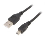 Cablu USB 2.0 A la Mini B Aurit 1.8m Negru, Gembird