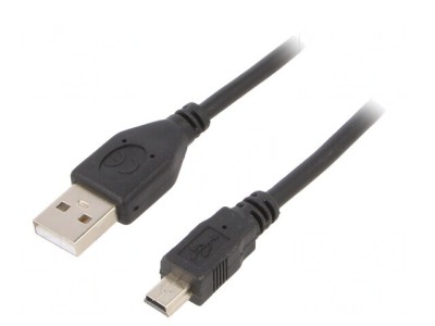 Cablu USB 2.0 A la Mini B Aurit 1.8m Negru foto