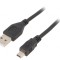 Cablu USB 2.0 A la Mini B Aurit 1.8m Negru