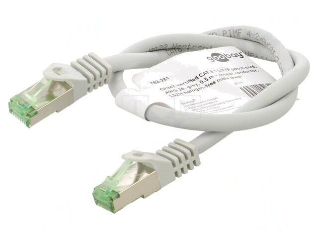 Patch cord S/FTP Cat 8.1 0,5m Gri LSZH