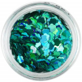 Decoraţiune pentru unghii - confetti verde turcoaz &icirc;n formă de floare