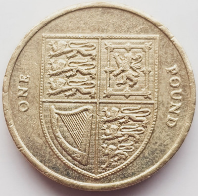 2533 Marea Britanie UK Anglia 1 Pound Lira 2011 Elizabeth Royal Shield km 1113 foto