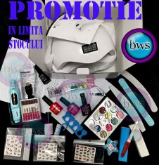 Kit-OJA SEMIPERMANENTA-unghii false-set manichiura lampa ROZ UV BRU FREZA foto