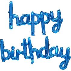 Set baloane din folie metalizata, flippy, model happy birthday, 45x85 cm, 45x124cm, baloane party, ambalaj individual, pai inclus, umflare cu aer sau