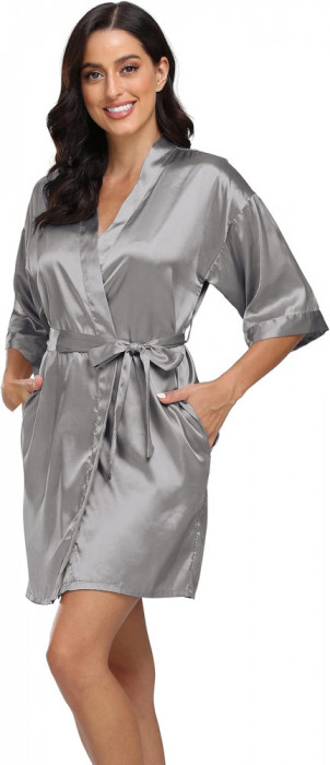 Bund Femei din satin Halat de matase Kimono Halat pur scurt Sexy Sleepwear Mires