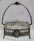 Cosulet Art Nouveau din metal argintat si cristal, Franta, cca. 1900