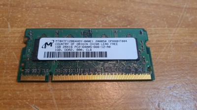 Ram Laptop Micron 1GB DDR2 800MHz PC2-&amp;amp;400S MT8HTF12864HDY-800E1 foto