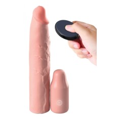 Prelungitor Penis cu Vibratii Fantasy X-Tensions Elite, Remote Control, Silicon, Natural, 22.9 cm