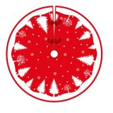 Covoras pentru bradul de craciun, flippy, din tesatura pufoasa, cu fundite de prindere, model brazi, rosu/alb, diametru 90 cm