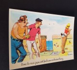 Carte Poștală Umoristică Veche - Petanque și Mini-Jupă - Colecție!