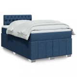 VidaXL Pat box spring cu saltea, albastru, 120x200 cm, textil