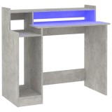Birou cu lumini LED, gri beton, 97x90x45 cm, lemn compozit, DKD Home Decor