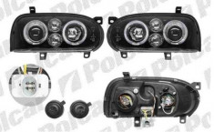 Set faruri tuning VW Golf 3 (1H) (Hatchback + Combi+Cabrio) 08.1991-04.1999 BestAutoVest partea Dreapta+Stanga, (tip golf 4), tip bec H1+H1, negru-tra foto