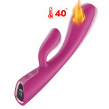 Vibrator Iepuras Ruffy Heating&amp;Vibrations Silicon USB Rosu