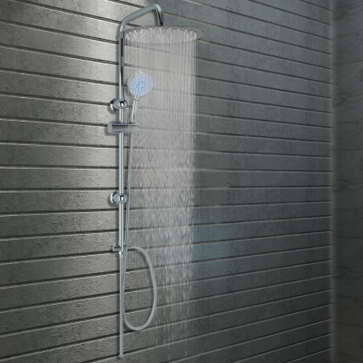 vidaXL Set de duș cu două capete, cu duș de m&amp;acirc;nă, oțel inoxidabil foto