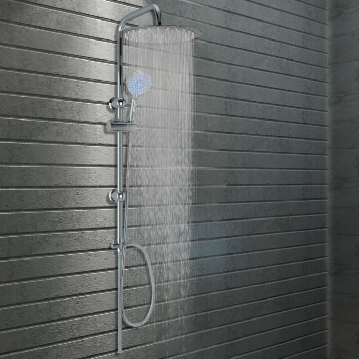 vidaXL Set de duș cu două capete, cu duș de m&acirc;nă, oțel inoxidabil