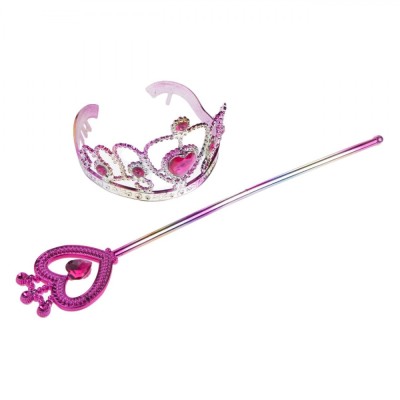 Set Tiara și Baghetă, Multicolor, Plastic, 2 Bucăți foto