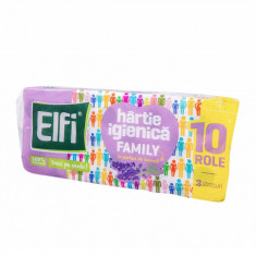 Hartie Igienica Elfi Family 10 Role/Bax, 3 Straturi, cu Parfum de Lavanda, Hartie 3 Straturi, Hartie Igienica Parfumata, Hartie Igienica 3 Straturi, H