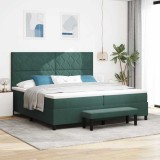 Cumpara ieftin Pat cu arcuri cu headboard Verde inchis 200 x 200 cm Catifea