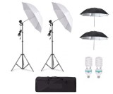 Cumpara ieftin Kit de 4 umbrele alb-negru, 2 trepiezi reglabili 200 cm, 2 becuri 85W, geanta de transport inclusa