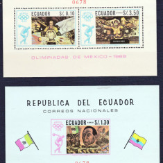 DB1 Ecuador 1967 Olimpiada Mexic Pictura 2 x SS Dt. + NDT. MNH