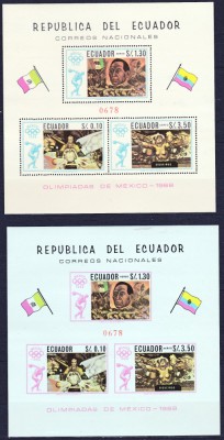 DB1 Ecuador 1967 Olimpiada Mexic Pictura 2 x SS Dt. + NDT. MNH foto