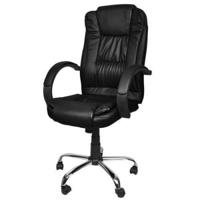 Scaun de birou, rotativ, functie tilt, piele ecologica, otel, negru, max 130 kg, 60x60x113/123 cm, Malatec foto
