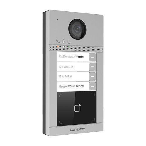 Panou exterior videointerfon TCP/IP pentru 4 familii, Wi-Fi 2.4GHz, control acces integrat - HIKVISION DS-KV8413-WME1
