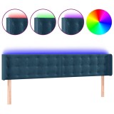 Cumpara ieftin Tablie de pat cu LED, albastru inchis, 163x16x78/88 cm, catifea