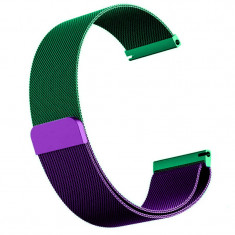 Curea otel, Milanese Loop Slim, compatibila cu Fossil Sport Smartwatch 43mm, Telescoape QR, 22mm, Purple Green