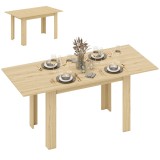 HOMCOM Masă de dining extensibilă, masă de bucătărie rectagulară, pentru 6-8 persoane, 140-180 x 80 cm, efect lemn natural | Aosom Romania