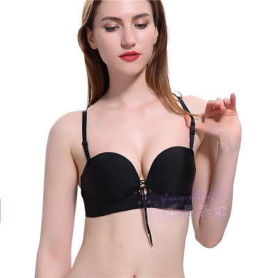 Sutien Push-up cu Snur, 4 bretele incluse, Negru foto