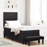 vidaXL Pat cu arcuri cu saltea cu headboard Negru 80 x 200 cm Catifea 3344542