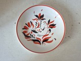 Farfurie Decorativă Porțelan &ndash; Holl&oacute;h&aacute;za Motiv Tradițional Pasăre &ndash; Stil Naiv / Folk Art (Anii '70 - '80)