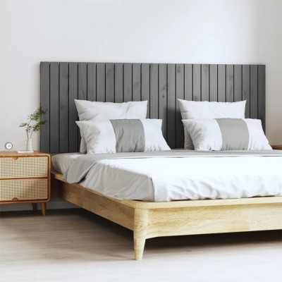 vidaXL Tăblie de pat pentru perete, gri, 166x3x60 cm, lemn masiv pin 824860 foto